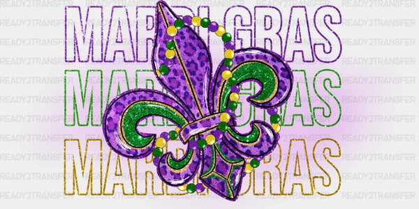 Fleur-de-lis Mardi Gras - Mardi Gras Cup Wrap UV Sticker Permanent UV DTF Decal