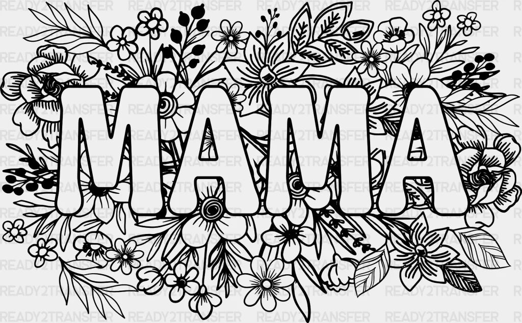 Floral Mama Black And White Bull Dtf Transfer