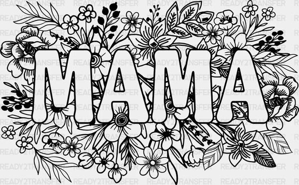 Floral Mama Black And White Bull DTF Transfer