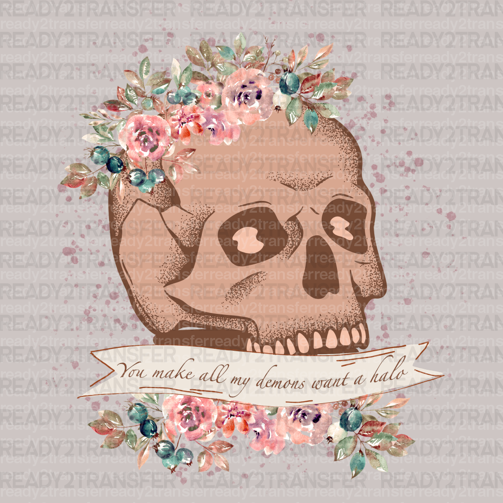 Floral Skull DTF Transfer - ready2transfer