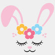 Flower Bunny Easter DTF Heat Transfer, Easter Design ready2transfer Black