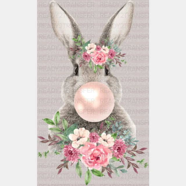 Flower Bunny Easter DTF Heat Transfer, Easter Design - ready2transfer