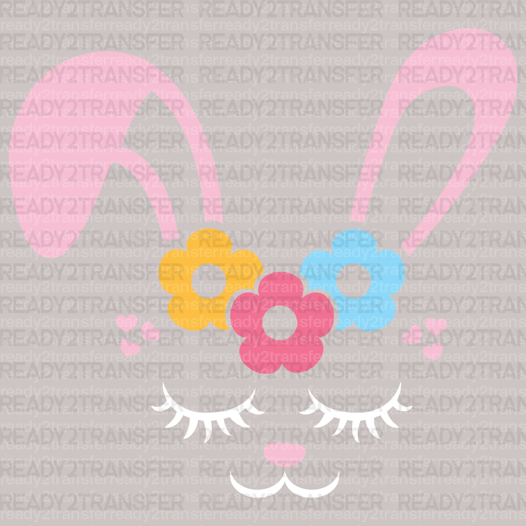 Flower Bunny Easter DTF Heat Transfer, Easter Design - ready2transfer