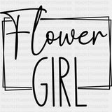 Flower Girl, Cursive B&W - Wedding Crew DTF Transfers ready2transfer Dark Color Design (See Imaging)