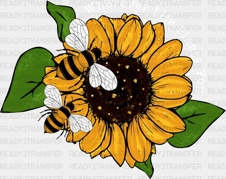 Flower With Bee Dtf Transfer