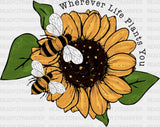 Flower With Bee Dtf Transfer