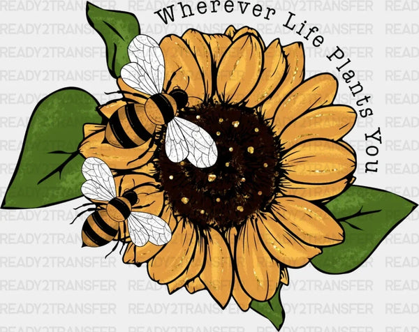 Flower With Bee DTF Transfer