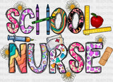 Flowers And Crayons School Nurse Design - Dtf Transfers