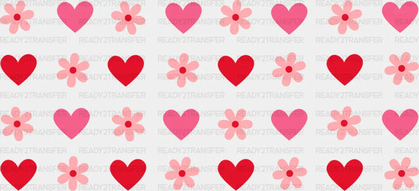 Flowers And Hearts - Valentine's Day Cup Wrap UV Sticker Permanent UV DTF Decal