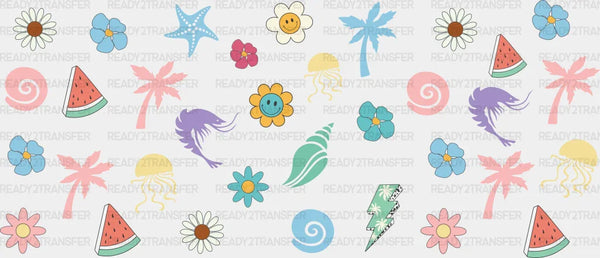 Flowers And Sea Life - Summer Cup Wrap UV Sticker Permanent UV DTF Decal