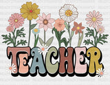 Flowers Teacher Dtf Transfer