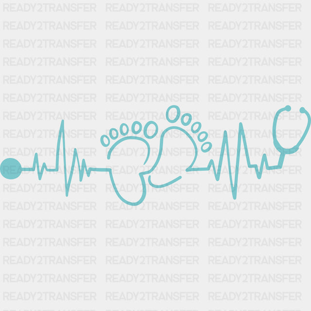 Foot Print, ECG Line - Pediatric Nurse DTF Transfers ready2transfer