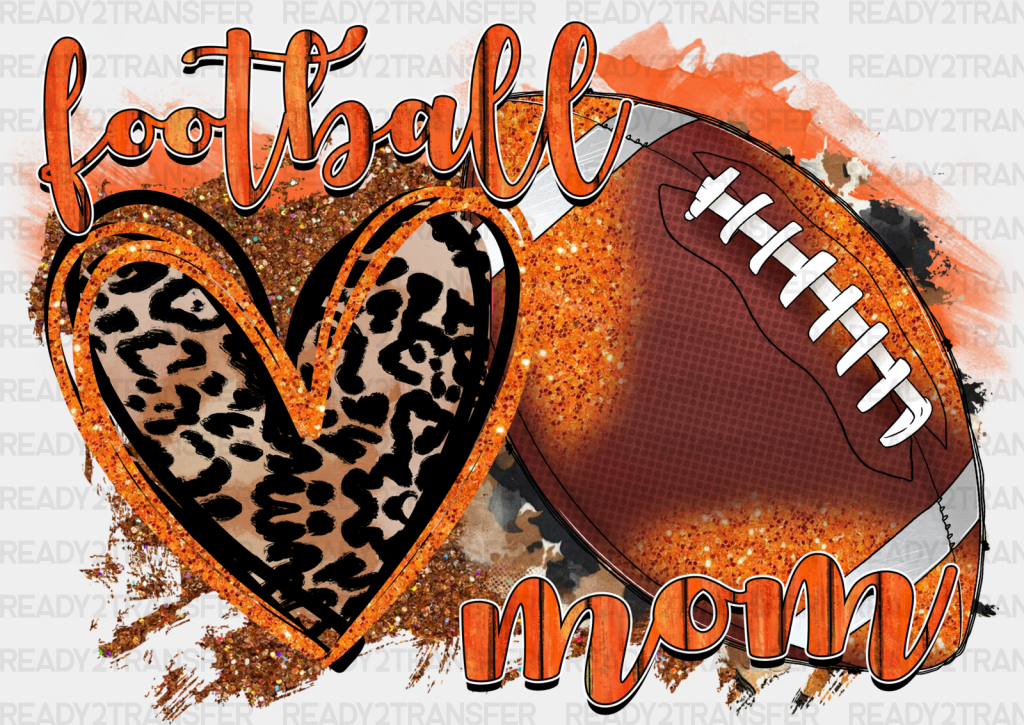 Football Mom Leopard Heart Design - Dtf Heat Transfer