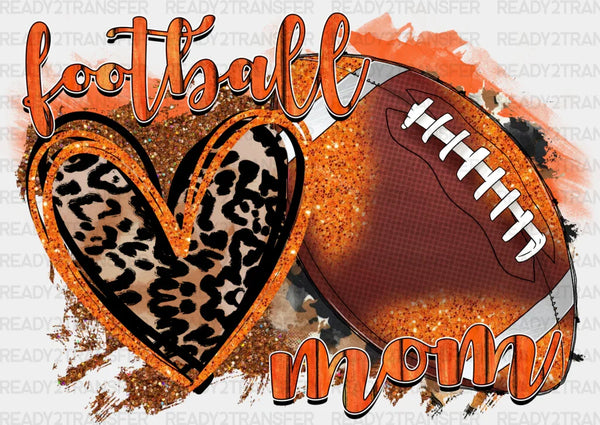 Football Mom Leopard Heart Design - Football DTF Heat Transfer