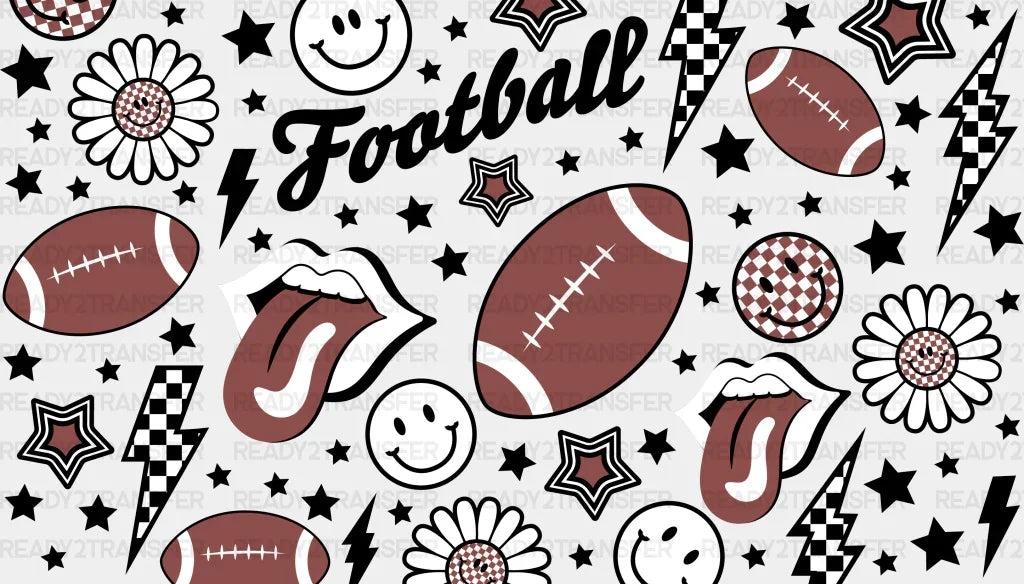 Football Smiley Flowers - Cup Wrap Uv Sticker Permanent Dtf Decal