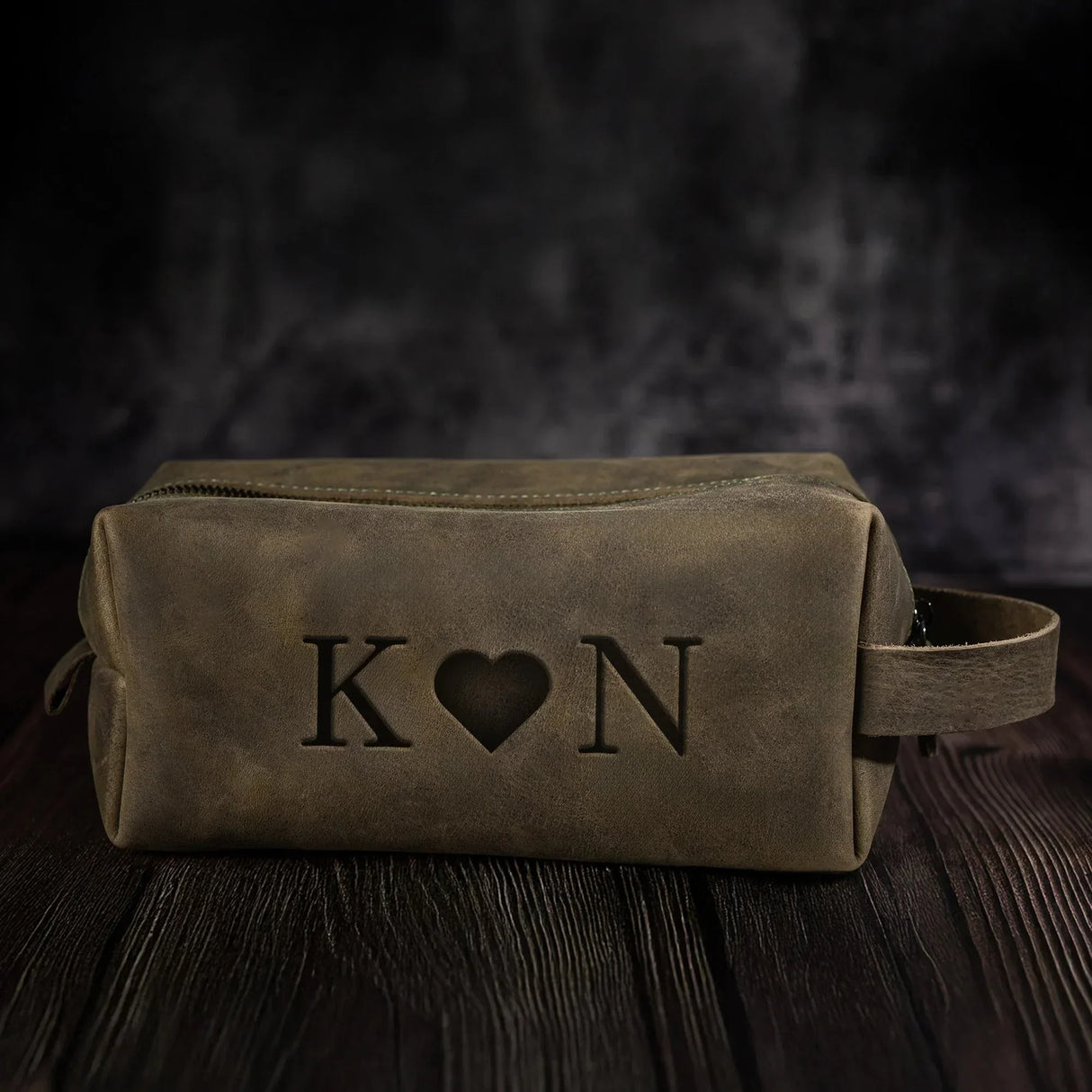 Custom Engraved Leather Dopp kit for men