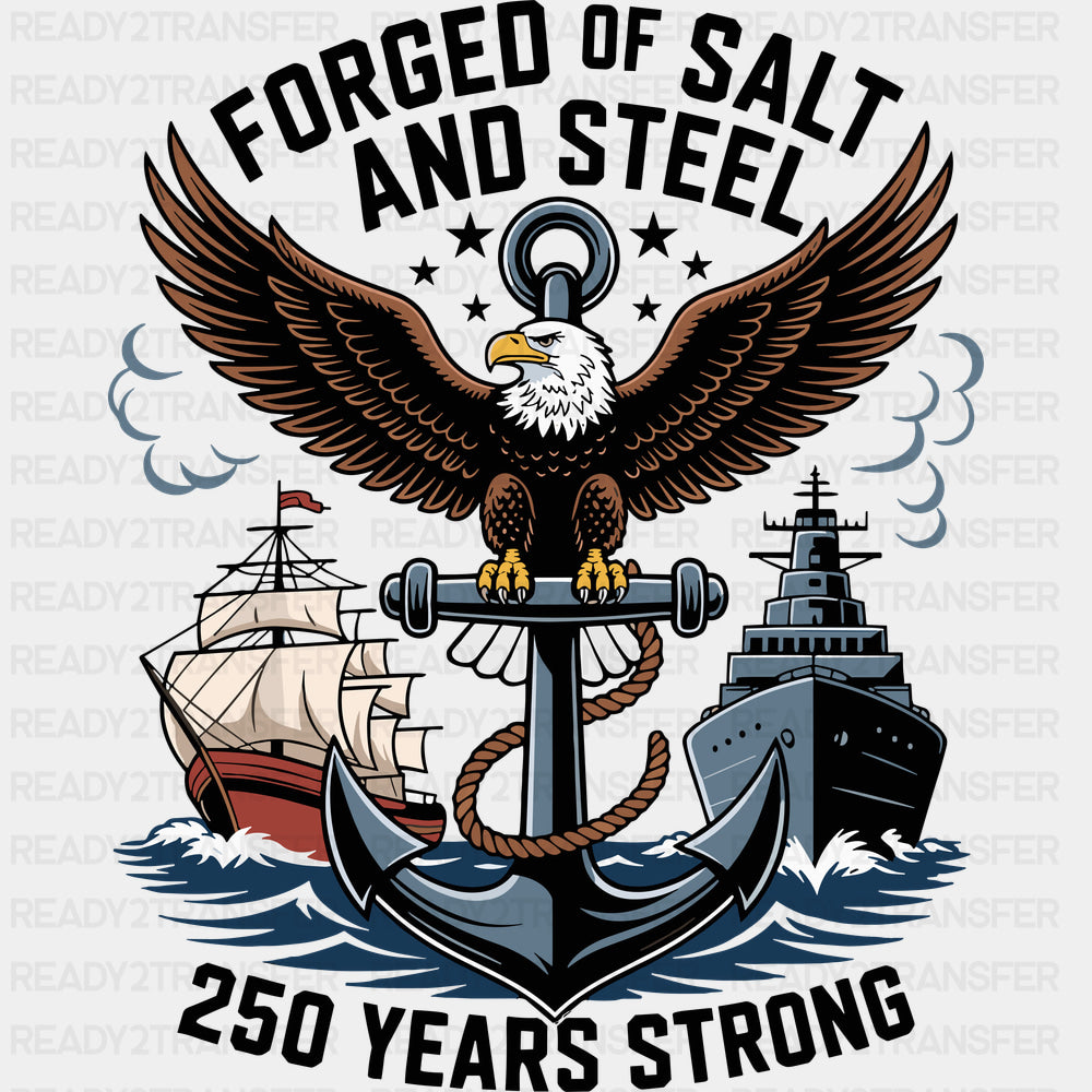 Forged Of Salt And Steel - Navy DTF Transfers - Adult Unisex - S & M (10’’) / Dark Color Design (See Imaging)