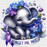 Forget Me Not Elephant - Alzheimer's Awareness DTF Transfer ready2transfer