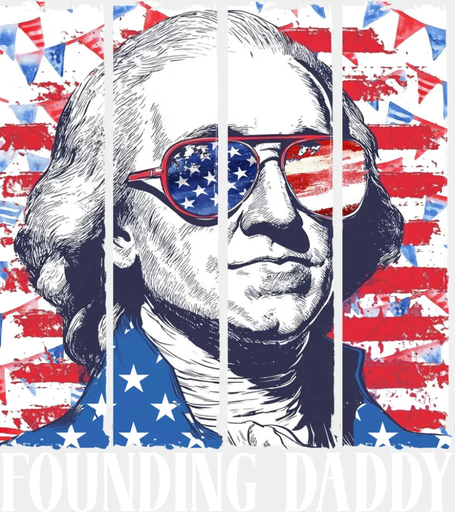 Founding Daddy Red & White - 4th Of July DTF Transfer Adult Unisex - S & M (10’’) / Light Color Design (See Imaging)
