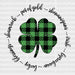 Four Leaf Clover Buffalo Plaid St. Patrick's Day DTF Heat Transfer, Saint Patricks Day Design, St Paddys Day DTF ready2transfer Black