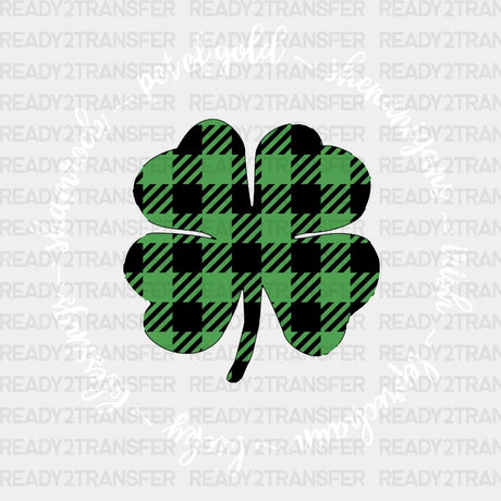 Four Leaf Clover Buffalo Plaid St. Patrick’s Day Dtf Heat Transfer Saint Patricks Design St Paddys