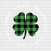 Four Leaf Clover Buffalo Plaid St. Patrick's Day DTF Heat Transfer, Saint Patricks Day Design, St Paddys Day DTF ready2transfer White