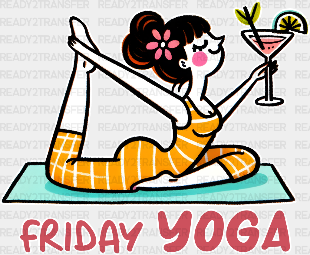 Friday Yoga - Dtf Heat Transfer Adult Unisex S & M (10’’) / White