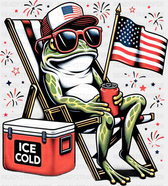 Frog Ice Cold Beer - 4th Of July DTF Transfer
