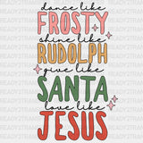 Frosty Rudolph Santa Jesus Dtf Transfer