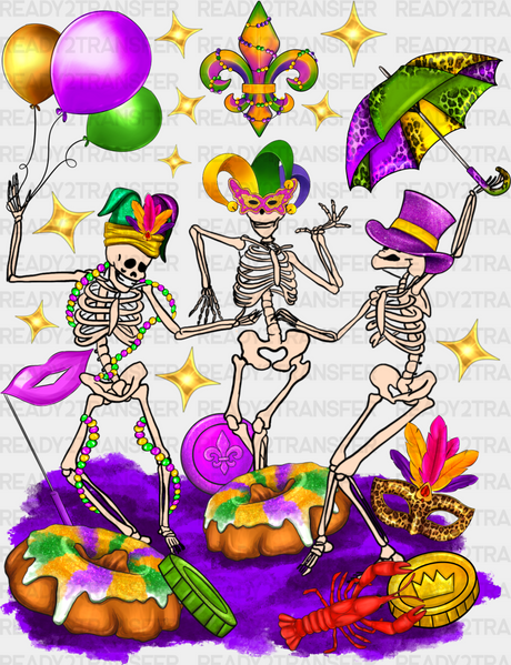 Funny Skeleton Mardi Gras Dtf Transfer