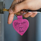 Custom Engraved Leather Keychain – Heart
