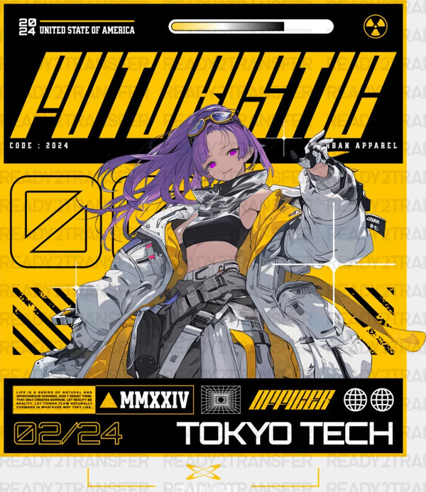 Futuristic Anime Girl - Anime DTF heat transfer