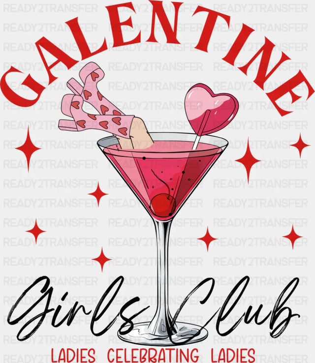 Galentine Girls Club - Valentine’s Day Dtf Transfer Adult Unisex S & M (10’’) / Dark Color