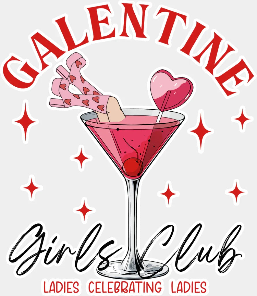 Galentine Girls Club - Valentine’s Day Dtf Transfer Adult Unisex S & M (10’’) / Light Color