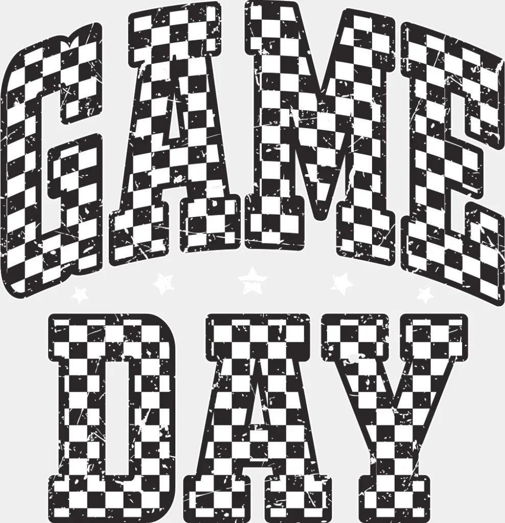 Game Day Checkered Design Game Day DTF Transfer Adult Unisex S & M (10’’) / Light Color Design (See Imaging)