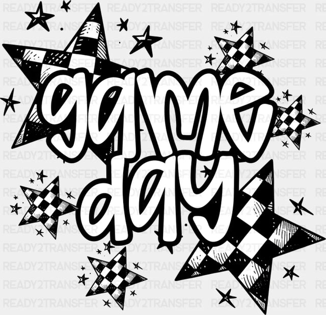 Game Day Checkered Stars - Game Day DTF Transfer Adult Unisex - S & M (10’’) / Dark Color Design (See Imaging)