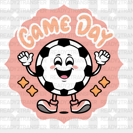 Game Day Smiley Soccer Ball Design - Dtf Heat Transfer Adult Unisex S & M (10’’) / White