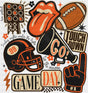 Game Day Touch Down Go! Football DTF Transfer Adult Unisex S & M (10’’) / Dark Color Design (See Imaging)