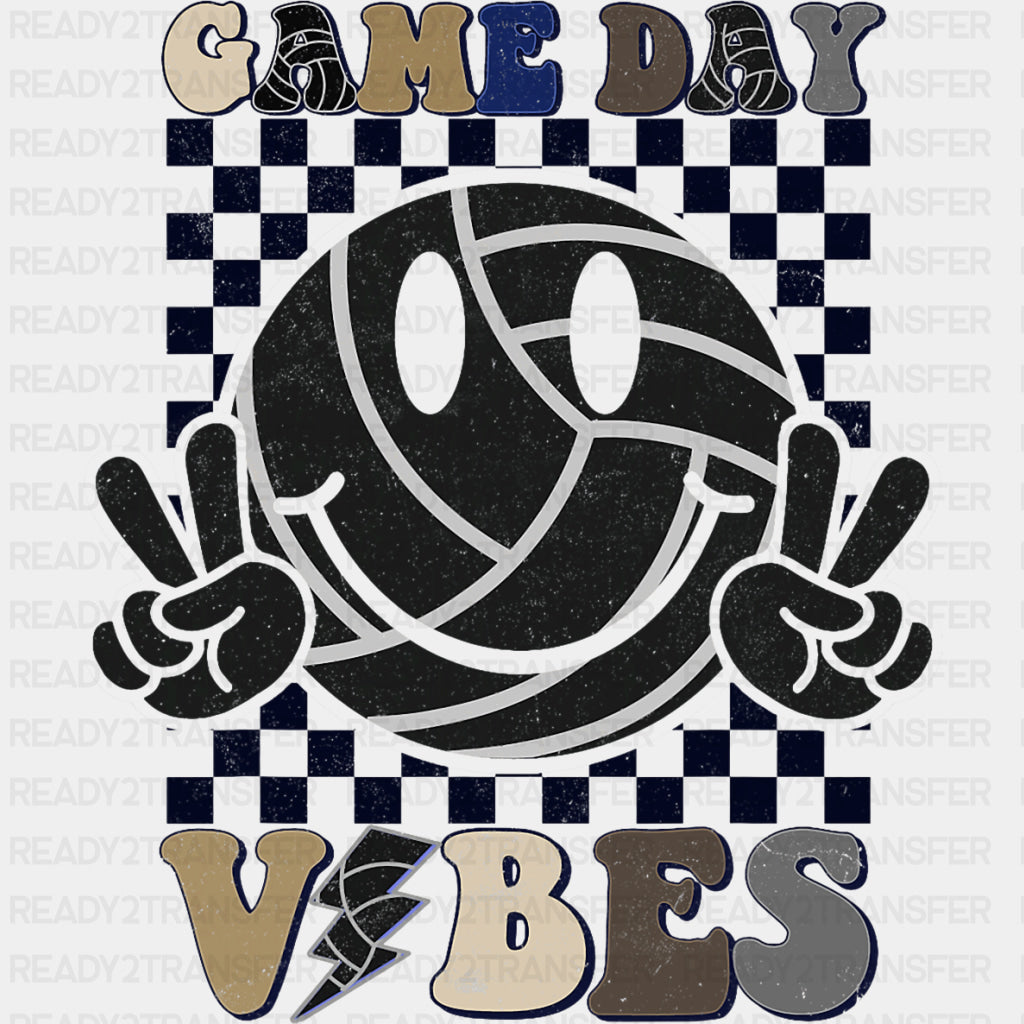 Game Day Vibes, Smiley - Volleyball DTF Transfers ready2transfer Dark Color Design (See Imaging)