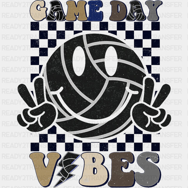 Game Day Vibes, Smiley - Volleyball DTF Transfers ready2transfer Dark Color Design (See Imaging)