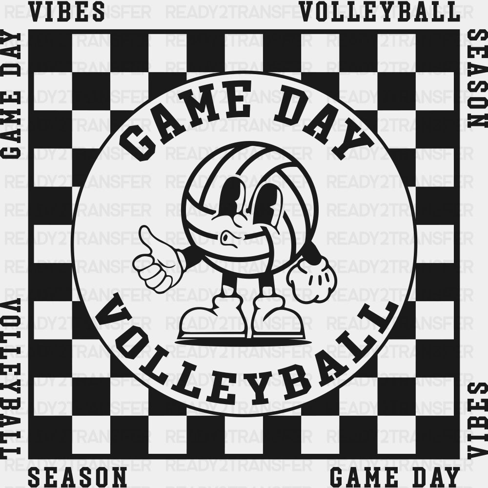 Game Day Volleyball, Retro Design - Volleyball DTF Transfers ready2transfer Dark Color Design (See Imaging)
