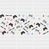 Game Time Colorful Design - Video Games Cup Wrap UV Sticker Permanent UV DTF Decal ready2transfer
