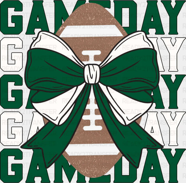 Gameday Green And White Ribbon - Game Day DTF Transfer Adult Unisex - S & M (10’’) / Dark Color Design (See Imaging)