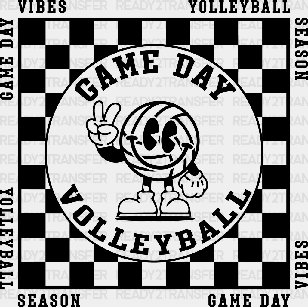 Gameday Volleyball Design - Dtf Heat Transfer Adult Unisex S & M (10’’) / Black