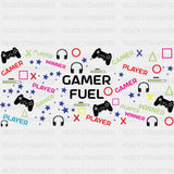 Gamer Fuel Colorful - Video Games Cup Wrap UV Sticker Permanent UV DTF Decal ready2transfer