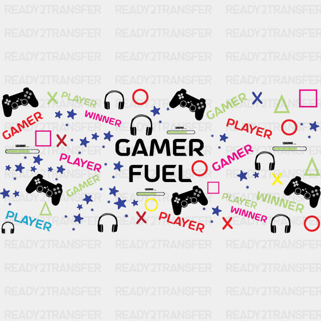 Gamer Fuel Colorful - Video Games Cup Wrap UV Sticker Permanent UV DTF Decal ready2transfer
