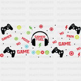 Gamer Fuel Headphone Design - Video Games Cup Wrap UV Sticker Permanent UV DTF Decal ready2transfer