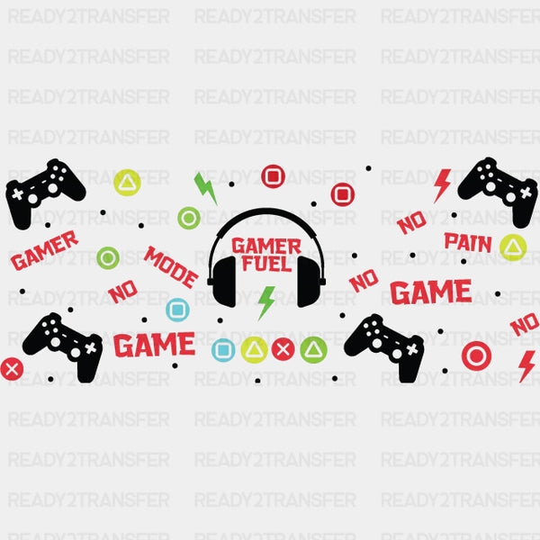 Gamer Fuel Headphone Design - Video Games Cup Wrap UV Sticker Permanent UV DTF Decal