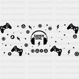 Gamer Girl Headphones - Video Games Cup Wrap UV Sticker Permanent UV DTF Decal ready2transfer