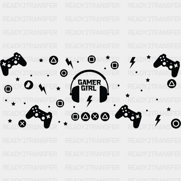 Gamer Girl Headphones - Video Games Cup Wrap UV Sticker Permanent UV DTF Decal